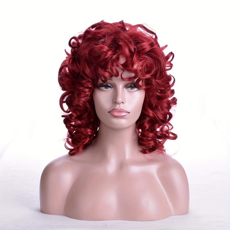 Short Afro Curly Bob Cut Wig With Bangs Synthetic Wig