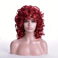 Short Afro Curly Bob Cut Wig With Bangs Synthetic Wig