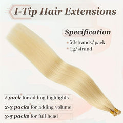 613 Bleach Blonde Pre Bonded Human Hair Extensions