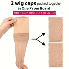 8pcs Light Brown Stocking Wig Cap Elastic Breathable Invisible Wig Cap