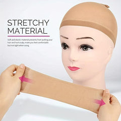 8pcs Light Brown Stocking Wig Cap Elastic Breathable Invisible Wig Cap