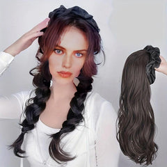 8 Cm Wavy Curly Hair Extensions Headband Seamless Synthetic Fiber Women