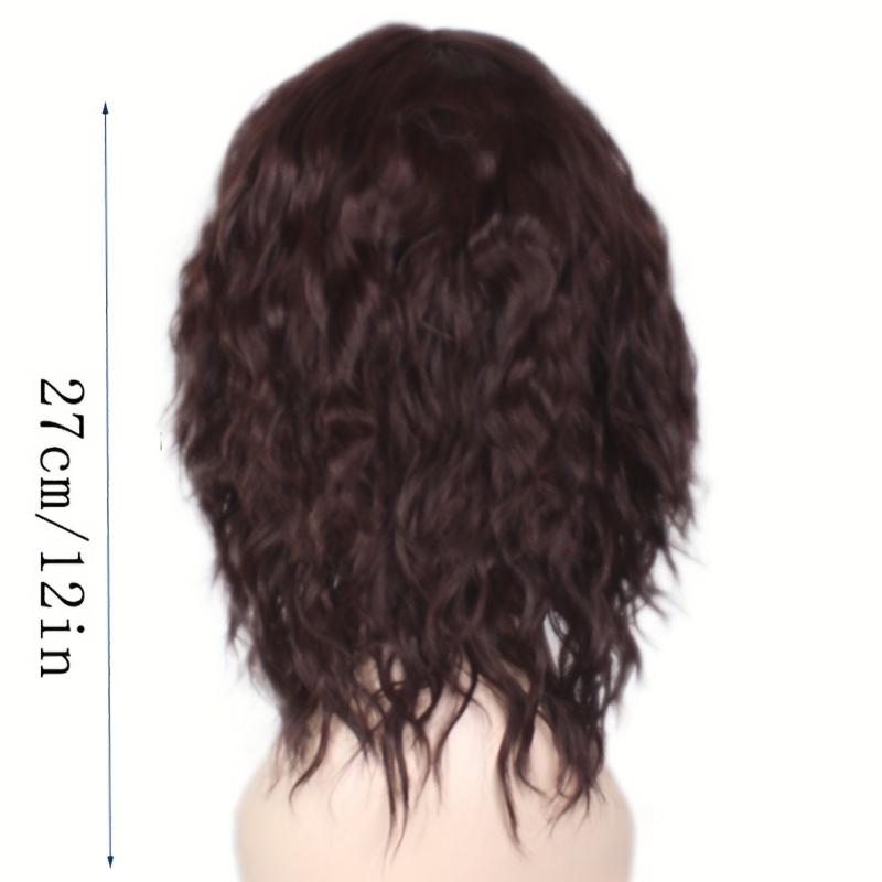 Short Curly Bob Cut Wig With Bangs Synthetic Wig Heat Resistant