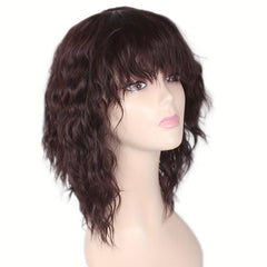Short Curly Bob Cut Wig With Bangs Synthetic Wig Heat Resistant