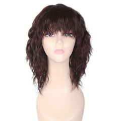 Short Curly Bob Cut Wig With Bangs Synthetic Wig Heat Resistant