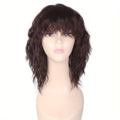 Short Curly Bob Cut Wig With Bangs Synthetic Wig Heat Resistant