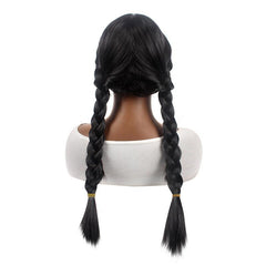 28cm Long Double Braid Cosplay Wig with Bangs for Women