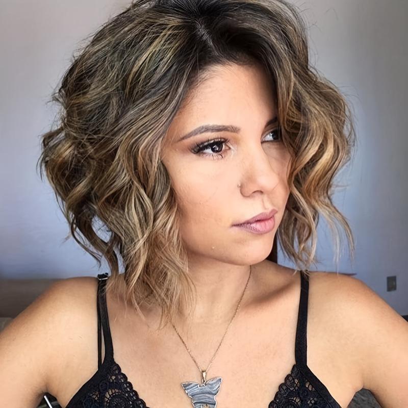 30 48 Cm Ombre Curly Wavy Short Synthetic Wig for Women