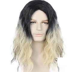 72 Cm Shoulder Length Wig Middle Part Medium Length Curly Wavy Wig