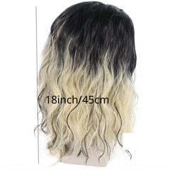 72 Cm Shoulder Length Wig Middle Part Medium Length Curly Wavy Wig