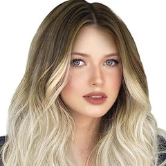 72 Cm Shoulder Length Wig Middle Part Medium Length Curly Wavy Wig