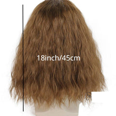 72 Cm Shoulder Length Wig Middle Part Medium Length Curly Wavy Wig