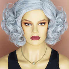 72 Cm Shoulder Length Wig Middle Part Medium Length Curly Wavy Wig