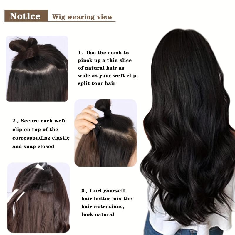 Synthetic Clip-In Hair Extensions 55-88 cm 7-Piece Set - Heat Resistant Fiber