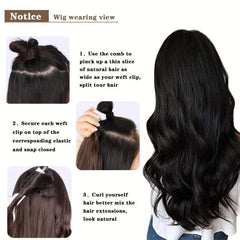 Synthetic Clip-In Hair Extensions 55-88 cm 7-Piece Set - Heat Resistant Fiber