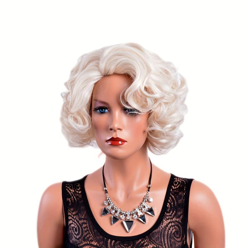 Short Wavy Curly Bob Wig for Daily Party