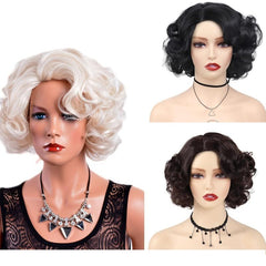 Short Wavy Curly Bob Wig for Daily Party