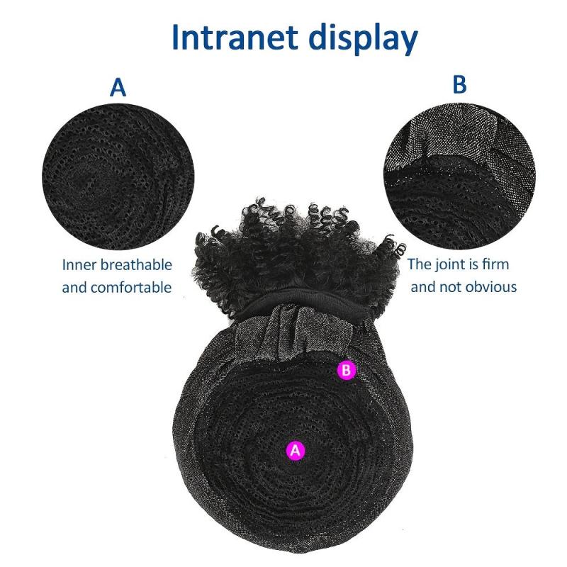 Short Kinky Curly Headband Wig with Bangs for Women
