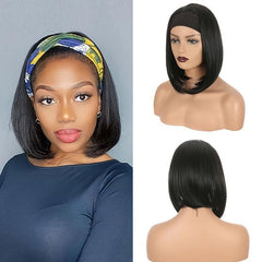 Short Bob Synthetic Wig with Headband for Women