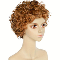 Short Curly Bob Cut Wig Pixie Cut Wig With Bangs Mullet Wig