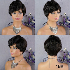 Ombre Pixie Cut Wig Human Hair Short Big Wavy Wig
