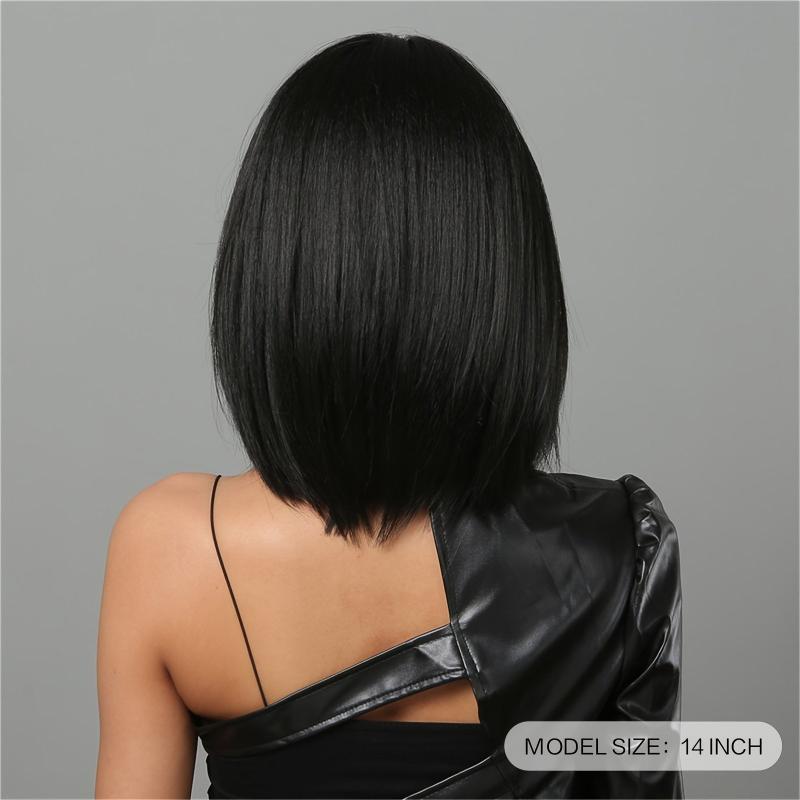 Golden Brown Highlight Short Bob Wig Middle Part Straight Hair