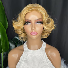Short Curly Bob Wig Red Synthetic Hair African American Wig Big Curly Style