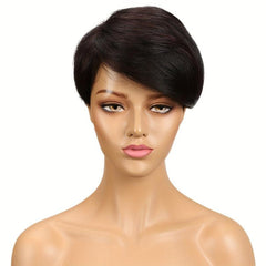 Short Pixie Cut Bob Human Hair Wig Highlight Brown Burgundy Red 150 Density