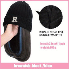 Curly Hair With Highlight Hair Wig Cap Knitted Wig Hat Shoulder Length
