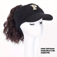 Curly Hair With Highlight Hair Wig Cap Knitted Wig Hat Shoulder Length