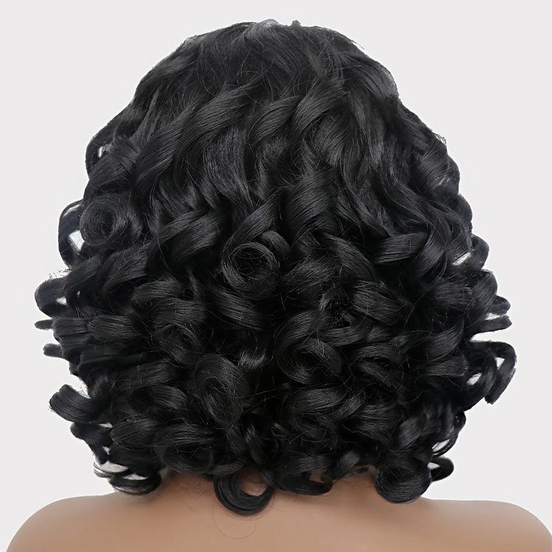 Afro Kinky Curly Wig with Bangs Heat Resistant Synthetic Hair