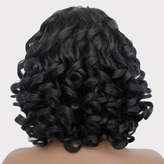 Afro Kinky Curly Wig with Bangs Heat Resistant Synthetic Hair