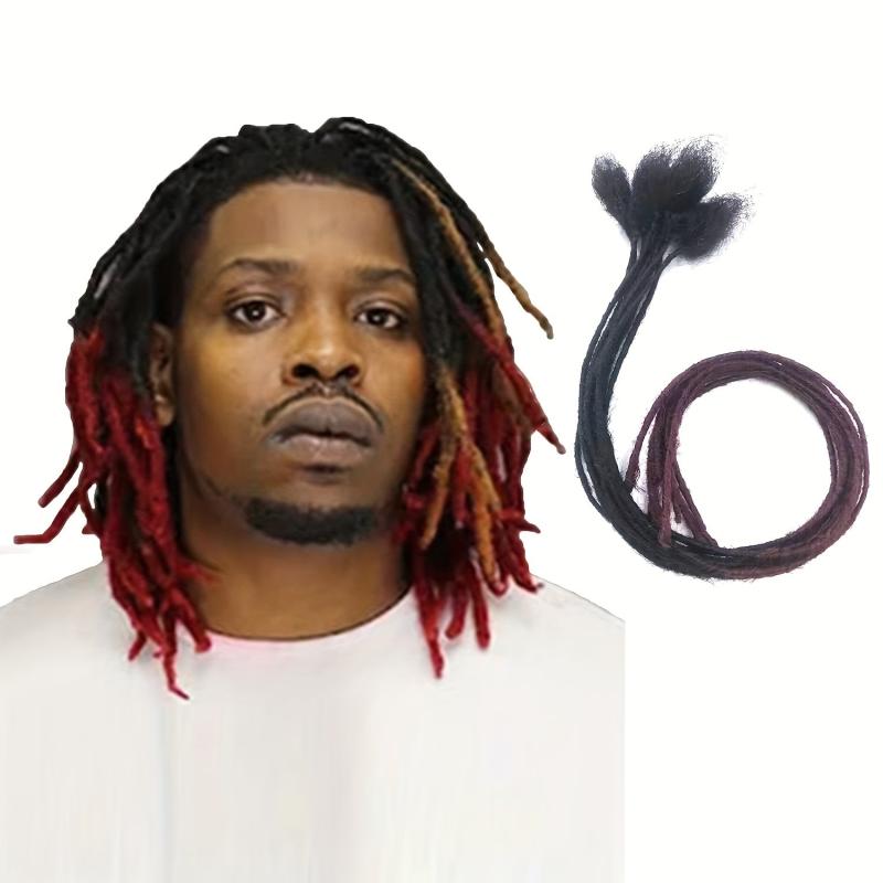Human Hair Dreadlock Braids With Fluffy Ends Hair Pieces