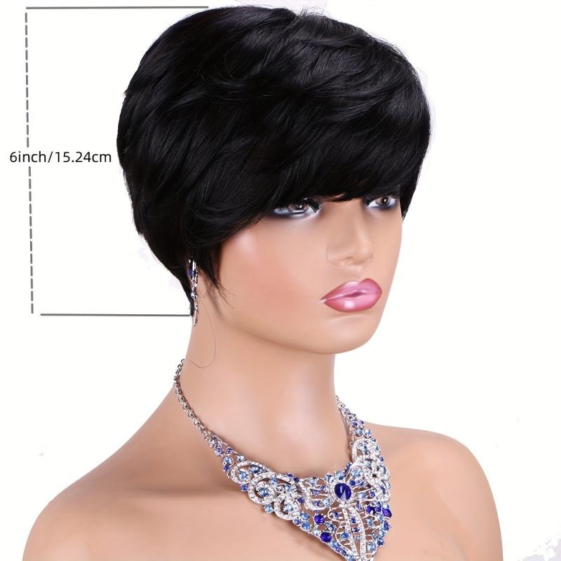 Two Tone Short Pixie Cut Wigs Full Machine Human Hair Wigs For Women