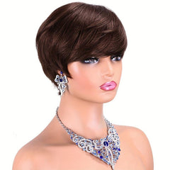 Two Tone Short Pixie Cut Wigs Full Machine Human Hair Wigs For Women