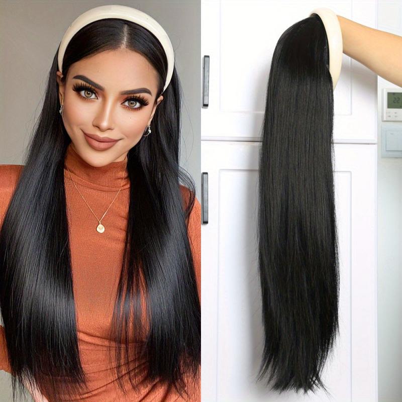 Long Straight Hairband Wig for Women Glueless Half Wig