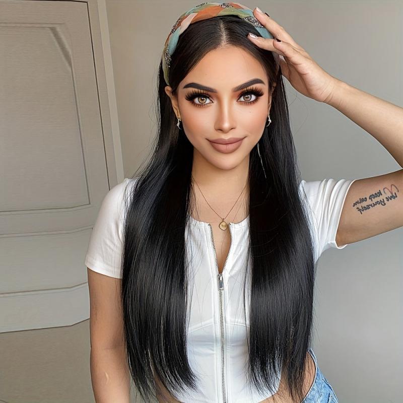Long Straight Hairband Wig for Women Glueless Half Wig