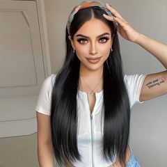 Long Straight Hairband Wig for Women Glueless Half Wig