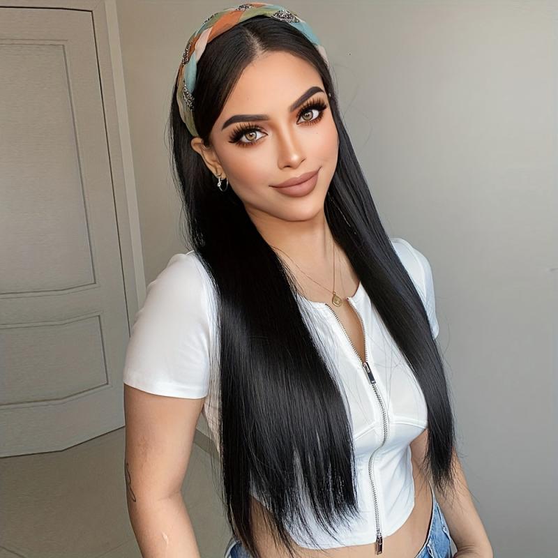 Long Straight Hairband Wig for Women Glueless Half Wig