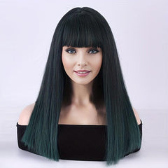 Long Ombre Bob Wig with Neat Bangs for Women