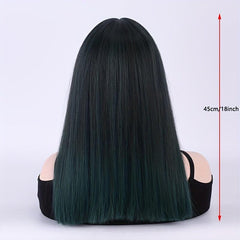 Long Ombre Bob Wig with Neat Bangs for Women