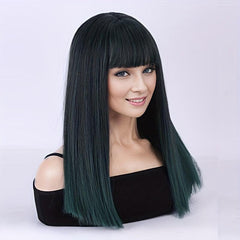 Long Ombre Bob Wig with Neat Bangs for Women