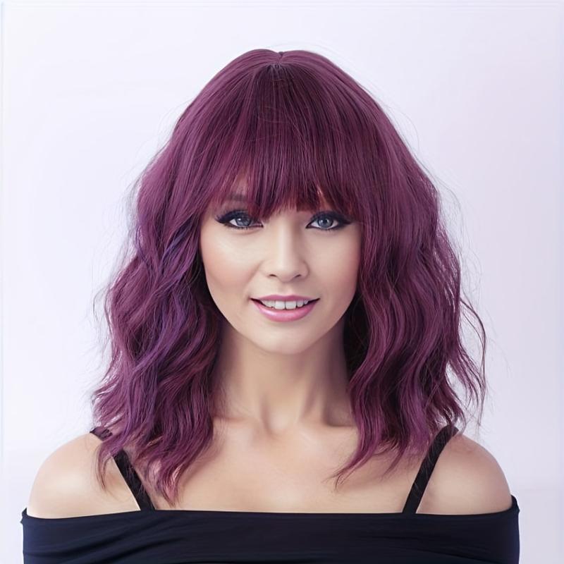 Long Ombre Bob Wig with Neat Bangs for Women