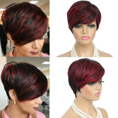 Short Layered Wavy Pixie Cut Synthetic Hair Wig Brown