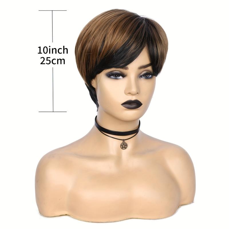 Short Layered Wavy Pixie Cut Synthetic Hair Wig Brown