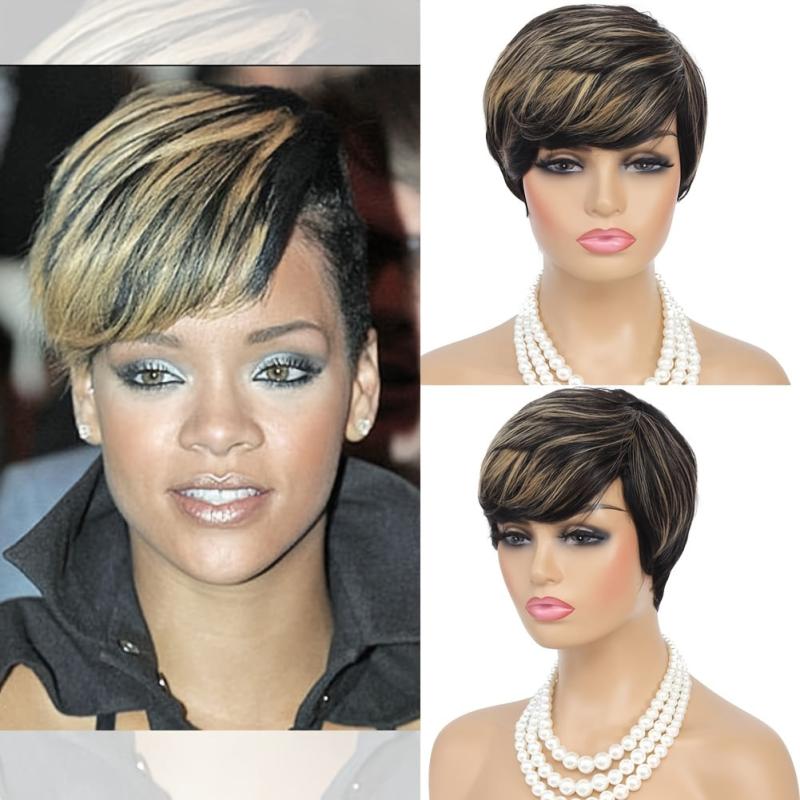 Short Layered Wavy Pixie Cut Synthetic Hair Wig Brown