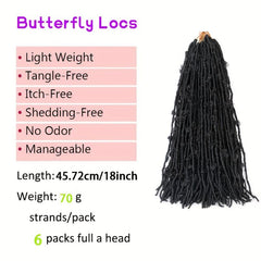 6pack 45 Butterfly Locs Crochet Hair Extensions