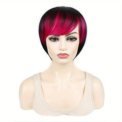 Ombre Synthetic Wig Short Bob Straight Bangs Heat Resistant Cosplay Women