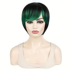 Ombre Synthetic Wig Short Bob Straight Bangs Heat Resistant Cosplay Women