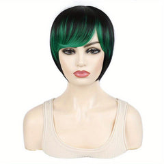 Ombre Synthetic Wig Short Bob Straight Bangs Heat Resistant Cosplay Women
